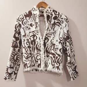 Bianco Levrin - Linen and Silk Print Blazer - Size S